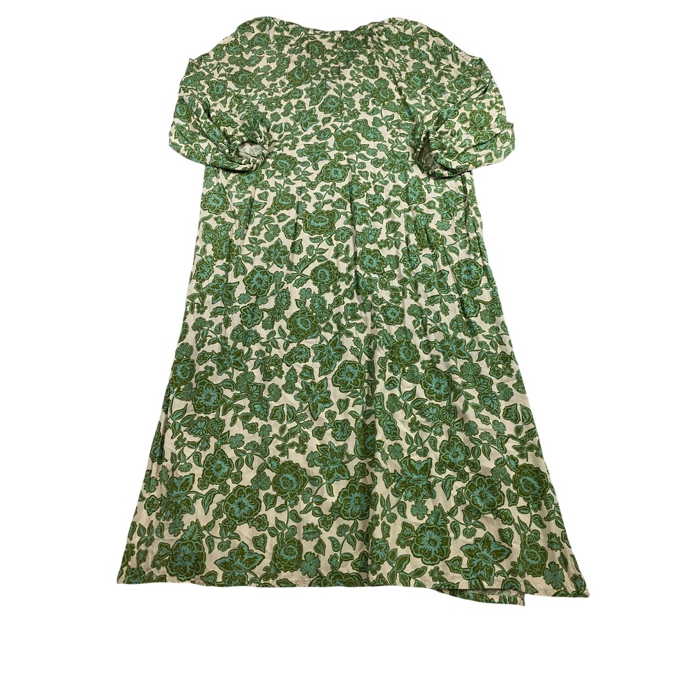Citrine Swim and Be Free Green Floral Henley Maxi Dress Long Sleeve Large - Picture 4 of 14